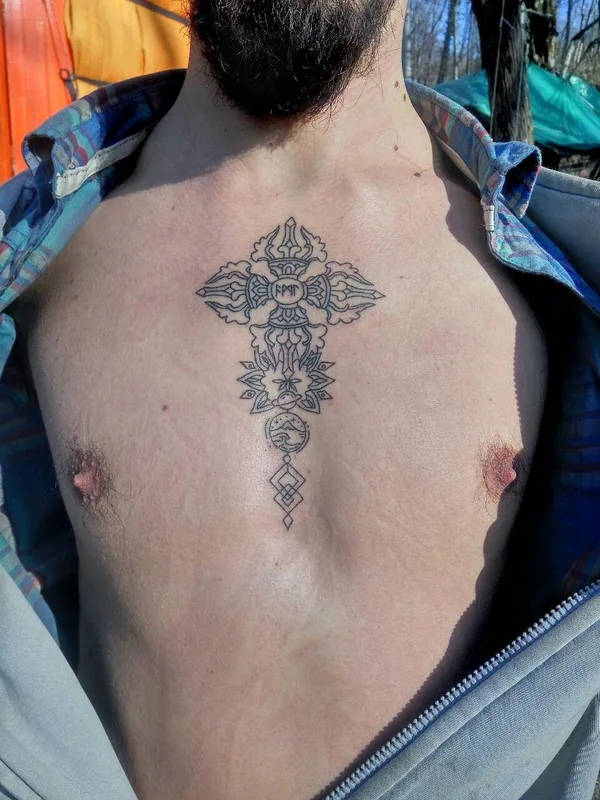 male black ornamental татуировка на chest #58922 | Тату мастер Dzen.tattooo