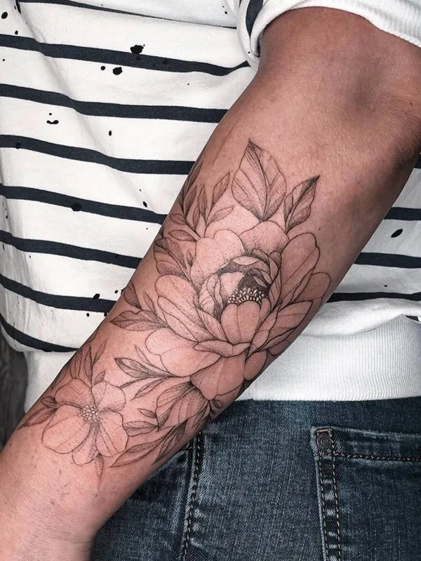black and grey fineline татуировка на forearm #32892 | Тату мастер Екатерина Стрелкова