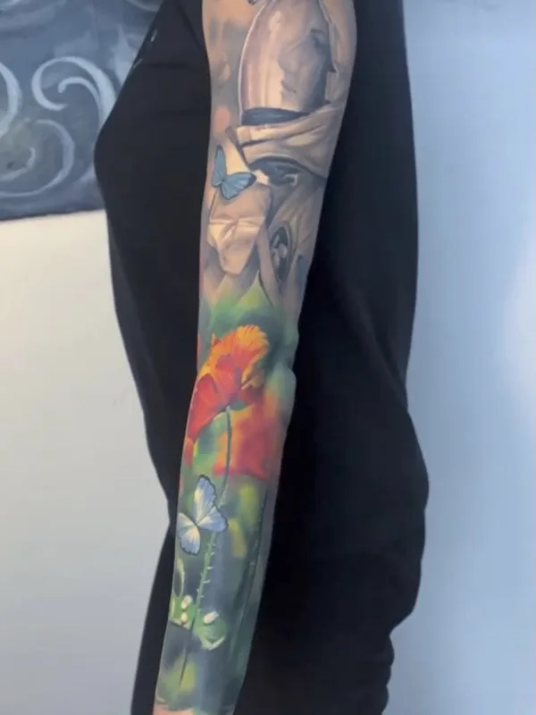 color realism Tatuaggio su full sleeve #60519 | Tatuatore Красное Микеланджело