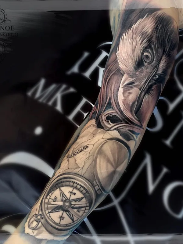 black and grey realism Tatuaggio su full sleeve #60516 | Tatuatore Красное Микеланджело