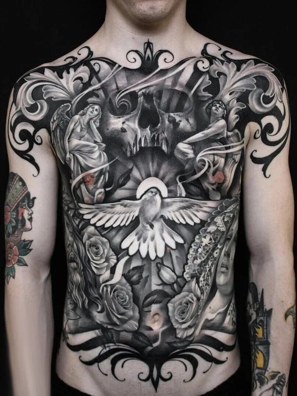 male black and grey realism Tatuaggio su chest #60524 | Tatuatore Красное Микеланджело