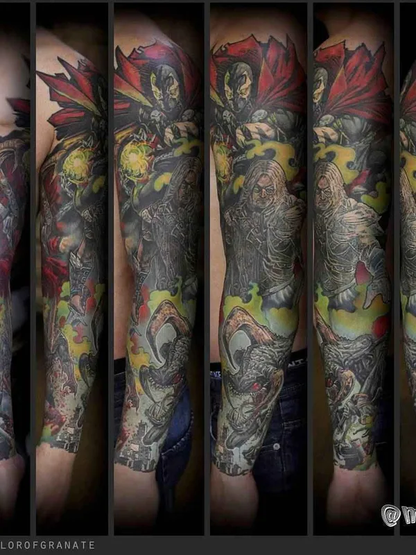 male color realism tatouage sur full sleeve #3484 | Artiste tatoueur Мурад Аракелян