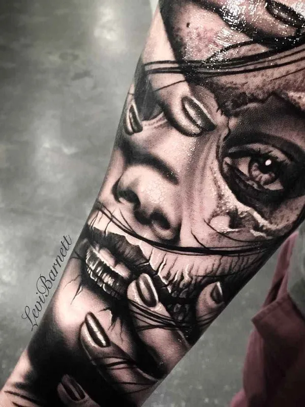 black and grey realism tattoo auf forearm #5370 | Tätowierer Levi Barnett