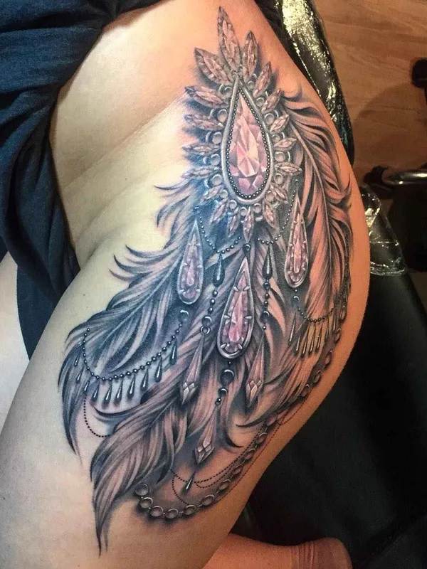 female black and grey realism tattoo on thigh #9476 | Tattoo Artist Ryan Ashley Malarkey