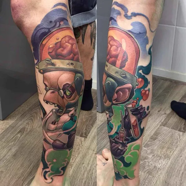 New School tattoo by Jamie Ris in Aalsmeer