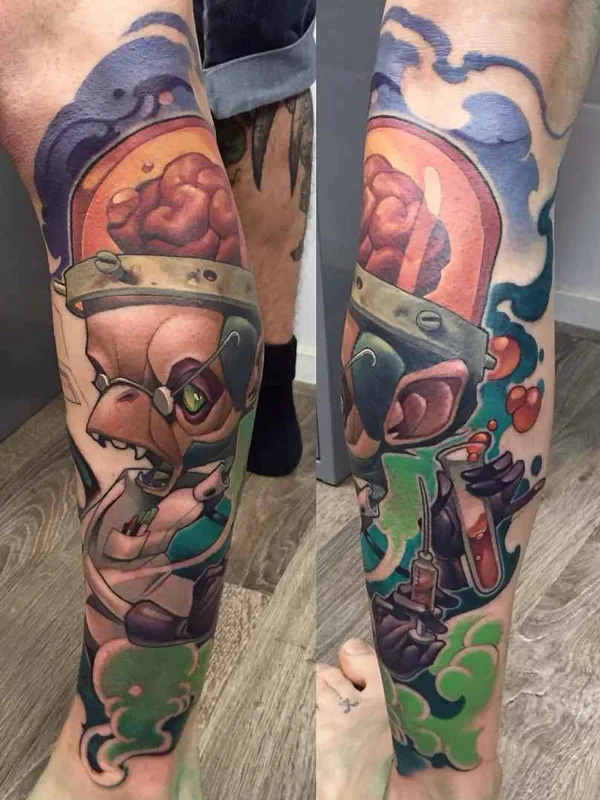 color illustrative Tatuaggio su calf #2644 | Tatuatore Jamie Ris