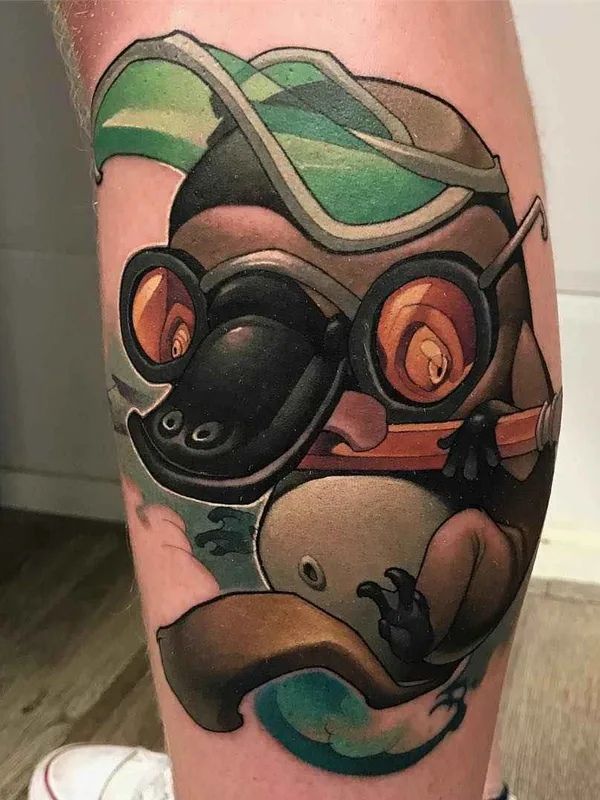 color cartoon Tatuaggio su calf #2643 | Tatuatore Jamie Ris