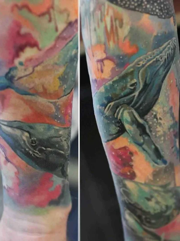 color watercolor tatouage sur forearm #3488 | Artiste tatoueur Мурад Аракелян