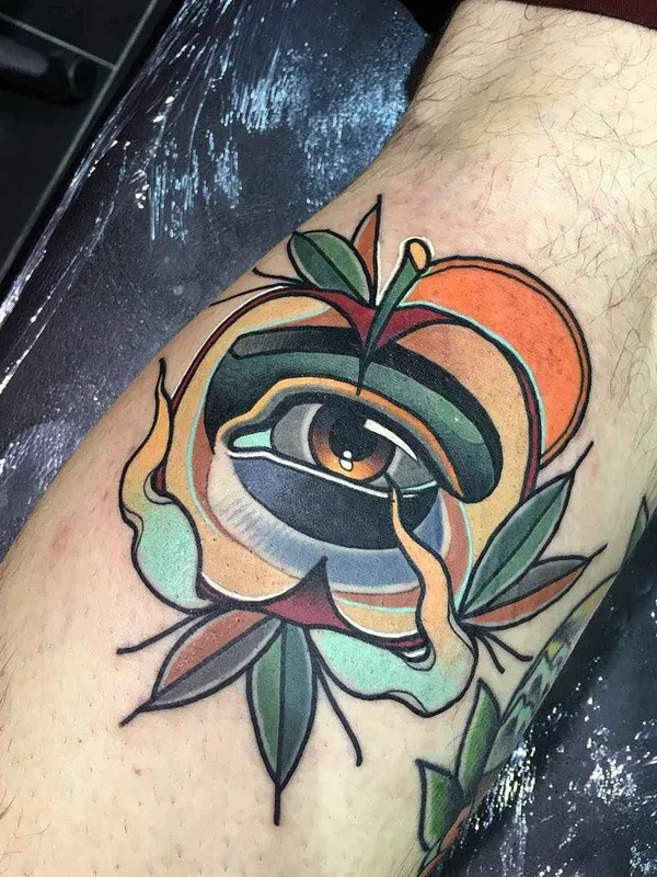 color neo traditional tatuaje en thigh #2068 | Tatuador Achilleas Aber