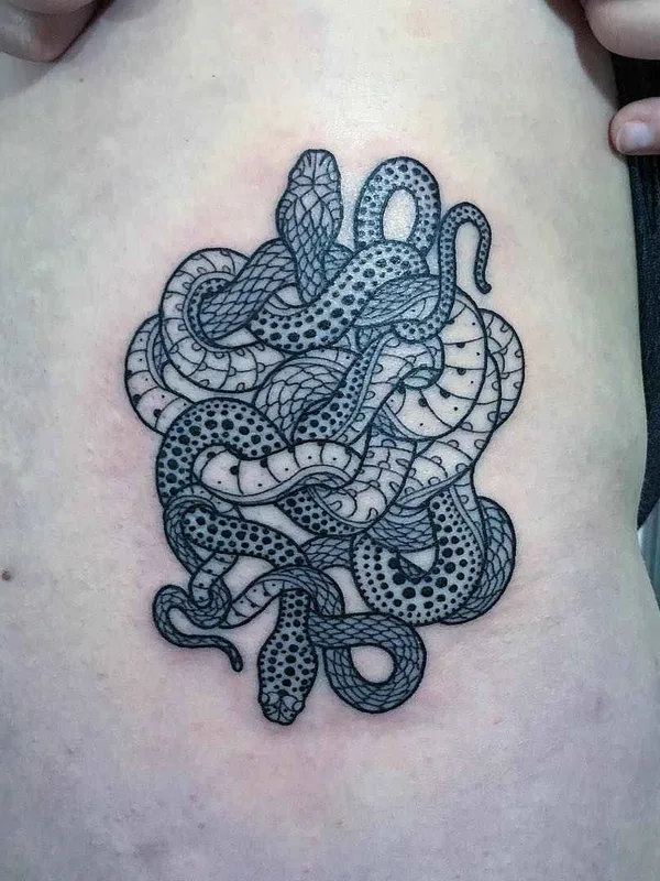 black linework tattoo on side #6598 | Tattoo Artist Mirko Sata