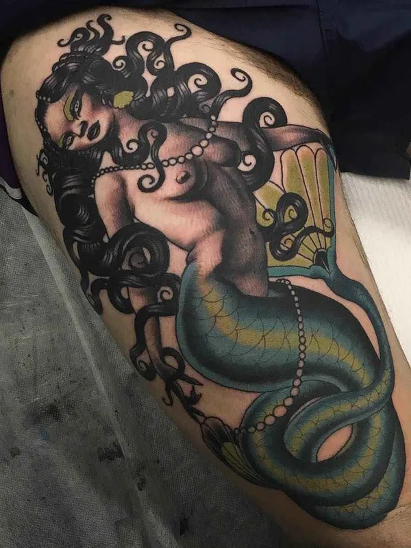 color neo traditional Tatuaggio su thigh #10634 | Tatuatore Emily Rose Murray
