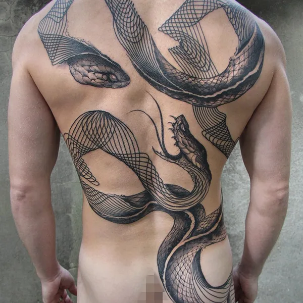 Ornamental tattoo by Chaim Machlev in Berlin