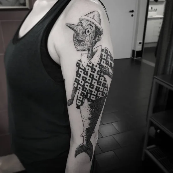 Дотворк tattoo by Otto D’Ambra in London