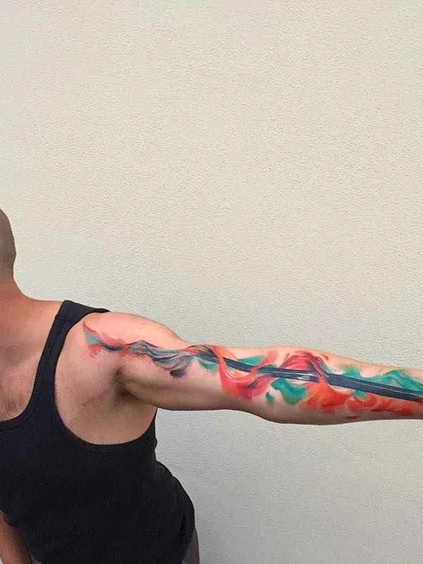 male color abstract tatuaje en full sleeve #1923 | Tatuador Ondrej Konupcik