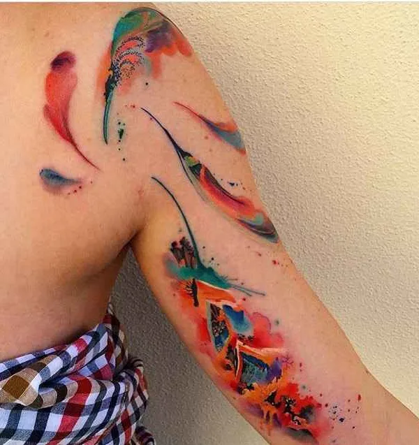 color watercolor tatuaje en upper arm #1922 | Tatuador Ondrej Konupcik