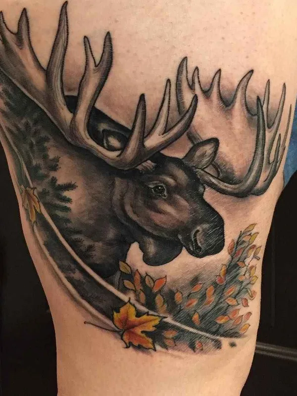 black and grey realism 纹身 在 thigh #2861 | 纹身师 Shawn Hebrank