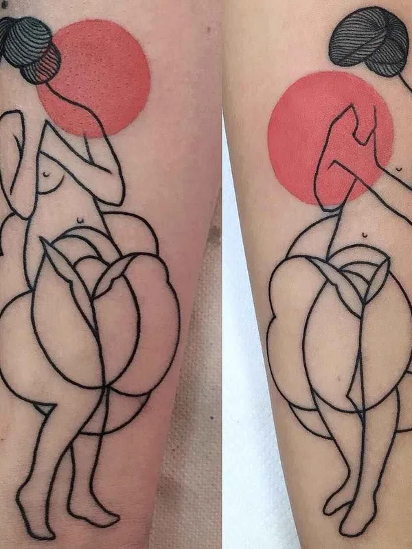 female color linework tattoo on forearm #2987 | Tattoo Artist Mariusz Trubisz