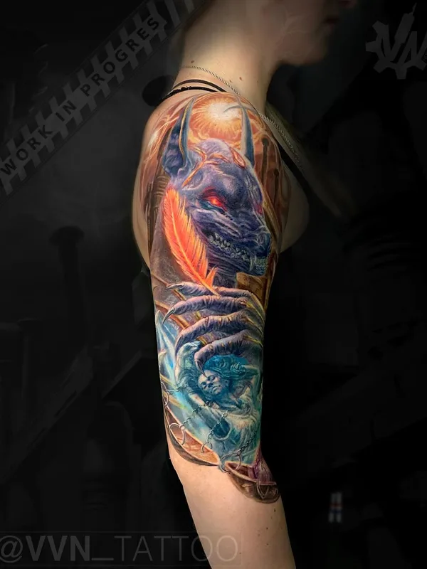 female color realism татуировка на full sleeve #51280 | Тату мастер Василий Ноговицын