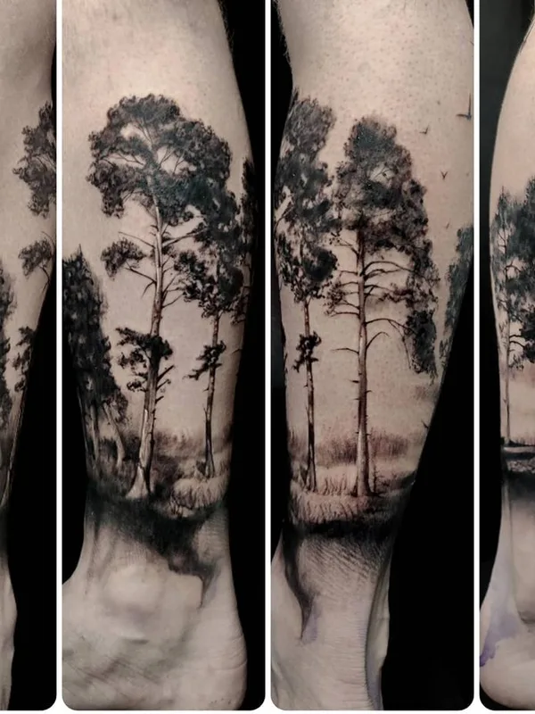 black and grey realism 타투 부위 calf #51339 | 타투이스트 Павел Мороз