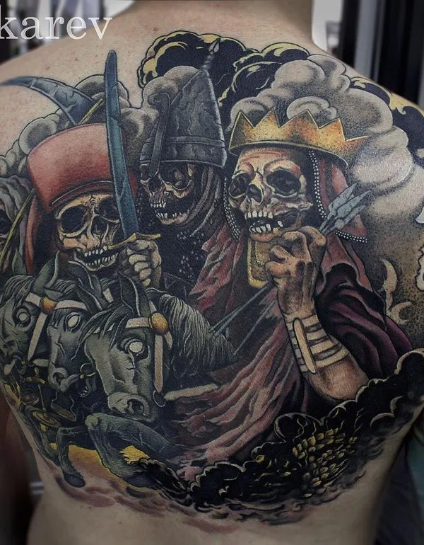 color realism tattoo on upper back #51387 | Tattoo Artist Стас Токарев