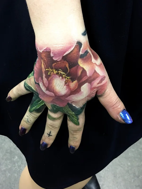female color realism tattoo on hand #51383 | Tattoo Artist Стас Токарев