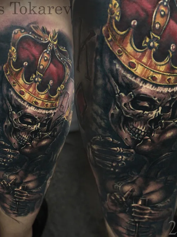 color realism tattoo on thigh #51382 | Tattoo Artist Стас Токарев