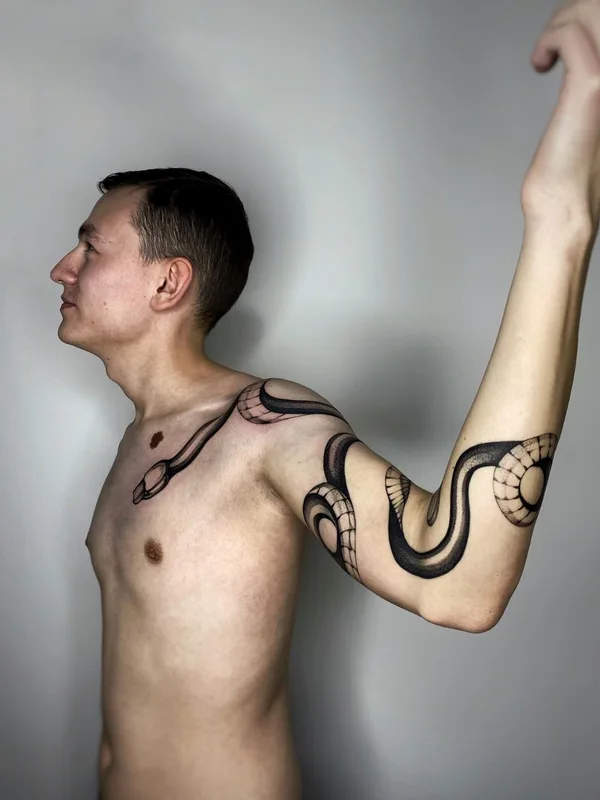 male black blackwork татуировка на full sleeve #65202 | Тату мастер Эля Вечер