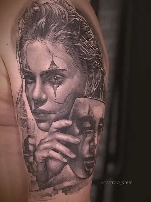 black and grey realism татуировка на upper arm #65209 | Тату мастер Макс Круп