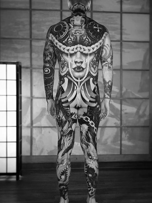 male black and grey blackwork татуировка на full body #65233 | Тату мастер CRISTIAN CASAS