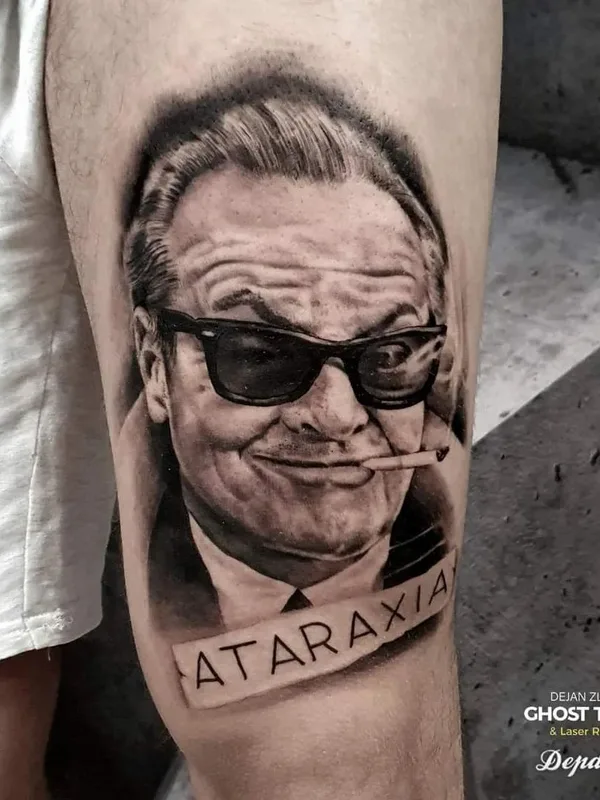 black and grey realism tatouage sur thigh #66815 | Artiste tatoueur Dejan Zlendic