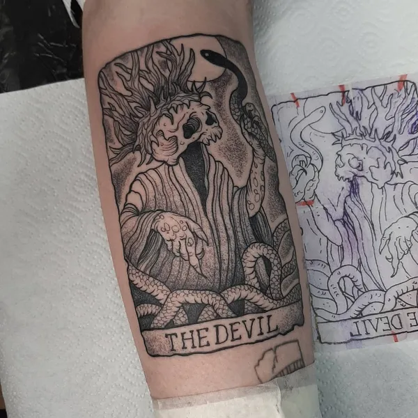 Graphic tattoo by Nadan Sarvan in Zagreb