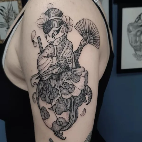 Graphic tattoo by Nadan Sarvan in Zagreb