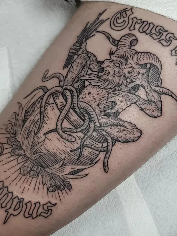 black blackwork Tatuagem em calf #66834 | Tatuador Nadan Sarvan