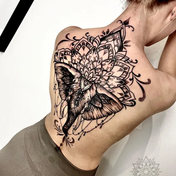 Ornamental tattoo by kingaewelina_ink in København