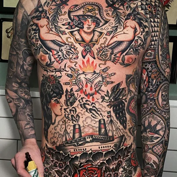 Traditional tattoo by Sigbjørn in København