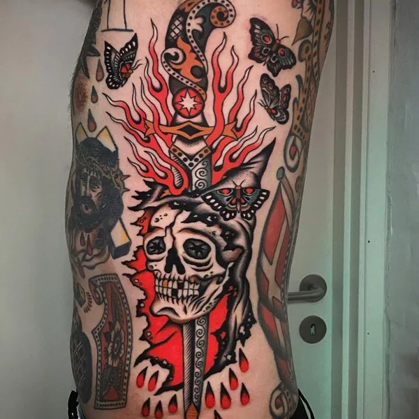Traditional tattoo by Sigbjørn in København