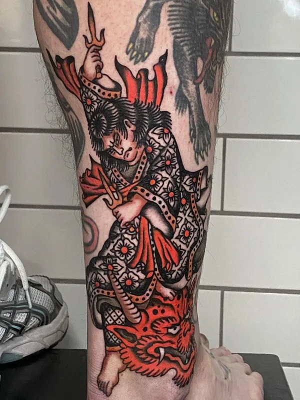 color traditional 타투 부위 calf #66866 | 타투이스트 Sigbjørn