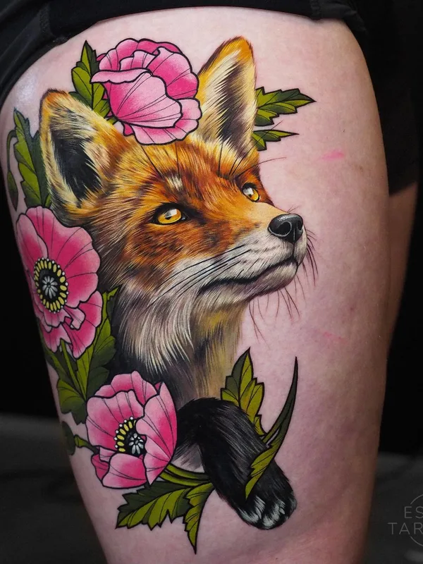 color realism tatouage sur thigh #66889 | Artiste tatoueur ESTER TARABAL