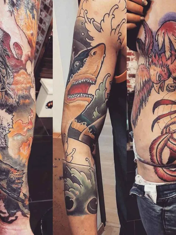 color japanese tatouage sur full sleeve #3495 | Artiste tatoueur Мурад Аракелян