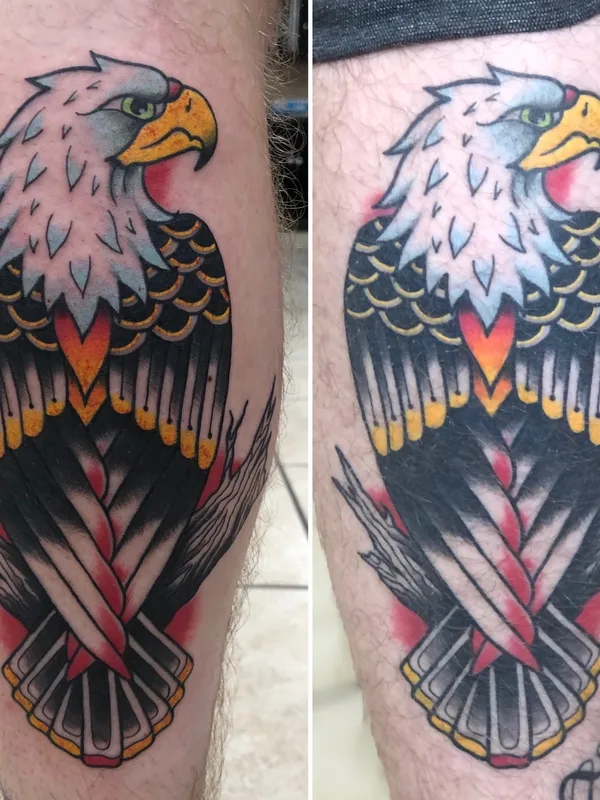 color traditional tattoo on calf #54510 | Tattoo Artist Blu