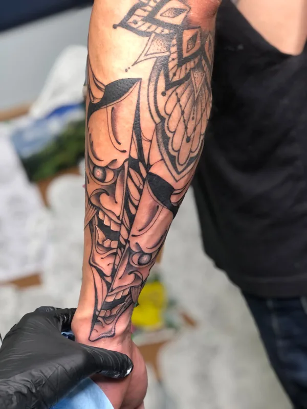 black and grey blackwork tattoo on forearm #54508 | Tattoo Artist Blu