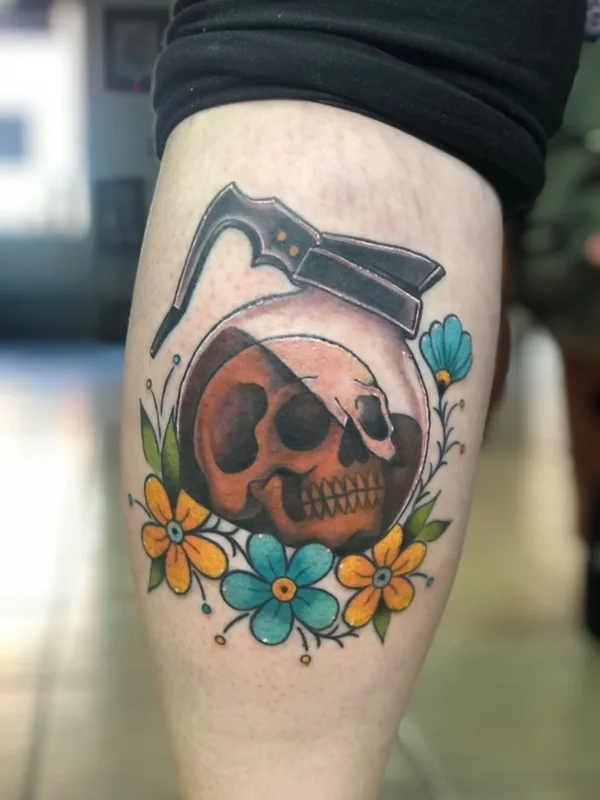 color neo traditional tattoo on calf #54507 | Tattoo Artist Blu