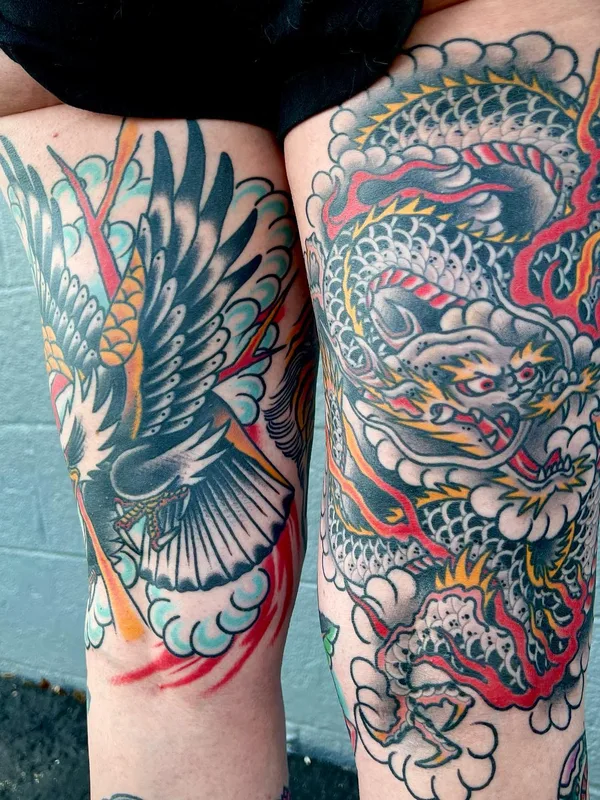 color japanese tattoo auf thigh #56978 | Tätowierer Rob Hamilton