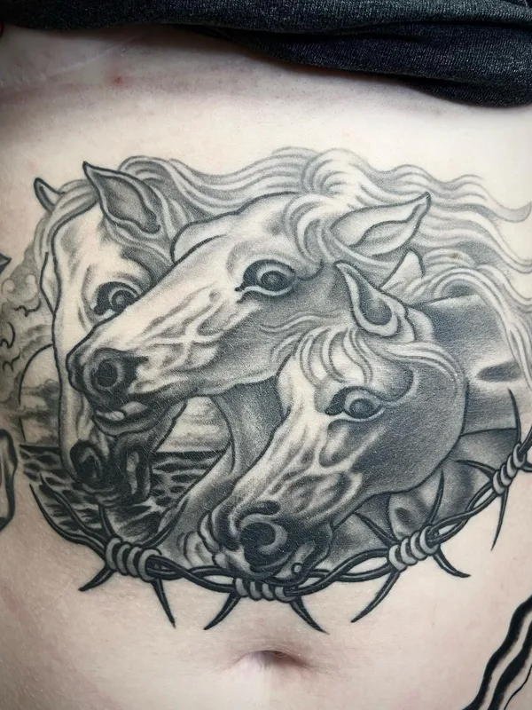 black and grey black and grey tattoo auf stomach #56977 | Tätowierer Rob Hamilton