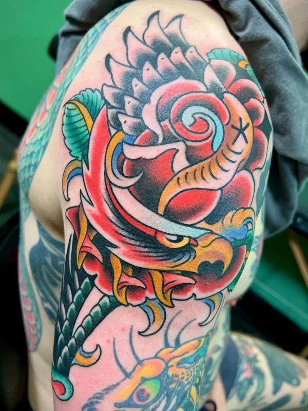 color neo traditional tattoo auf shoulder #56973 | Tätowierer Rob Hamilton