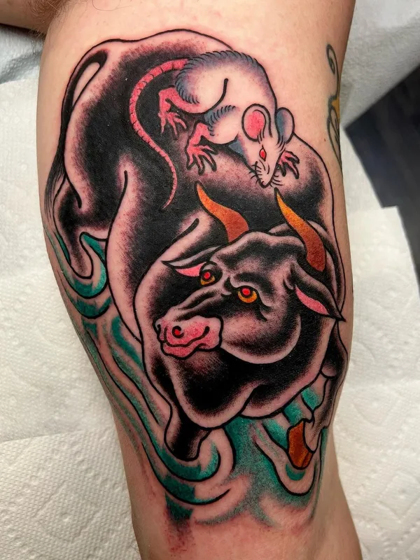 color neo traditional Tatuaggio su calf #56997 | Tatuatore Guilherme Bacellar