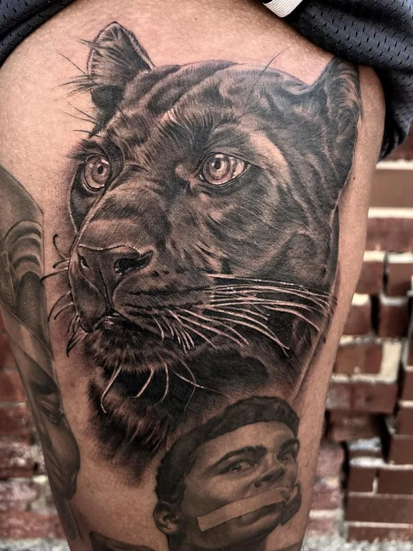 black and grey realism Tatuagem em thigh #57032 | Tatuador Oba Jackson