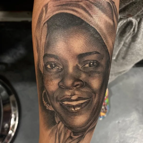 Portrait tattoo by Oba Jackson in Wilmington