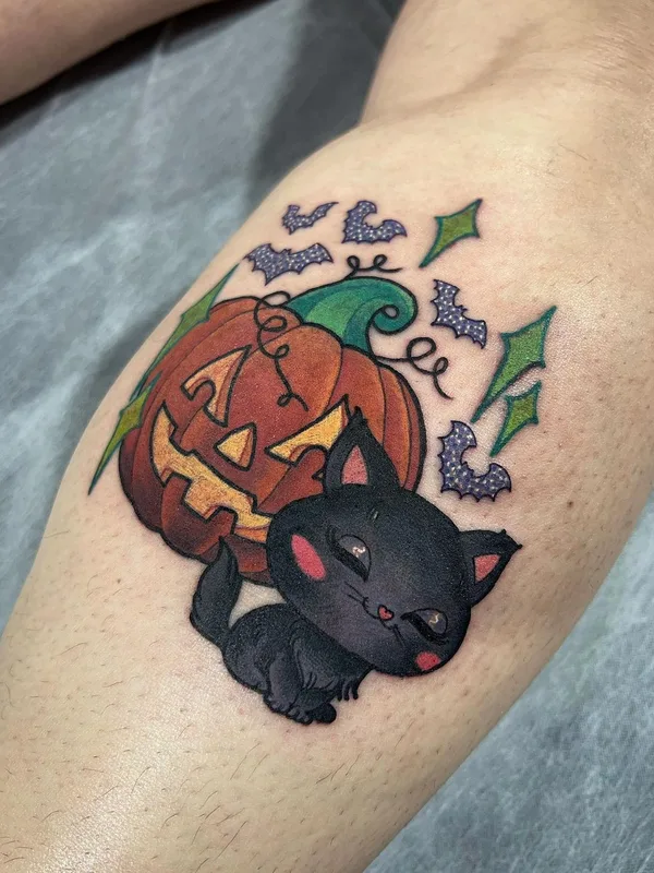 color cartoon Tatuaggio su calf #57035 | Tatuatore Anna Gabrielle