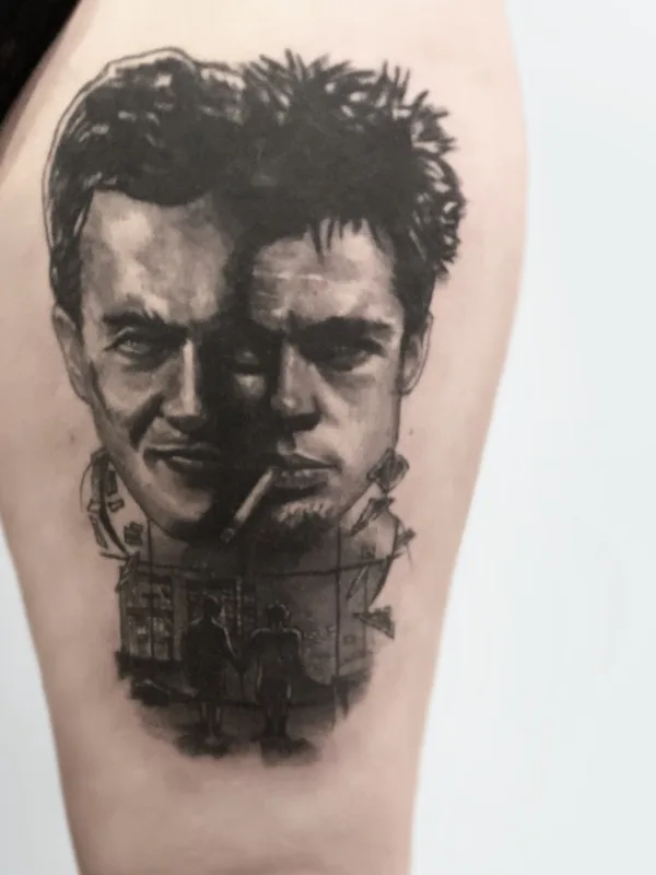 black and grey black and grey Tatuagem em thigh #57077 | Tatuador Anna Guskova